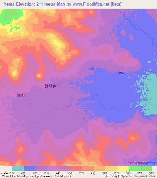 Yema,China Elevation Map