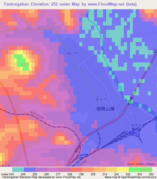 Yantongshan,China Elevation Map