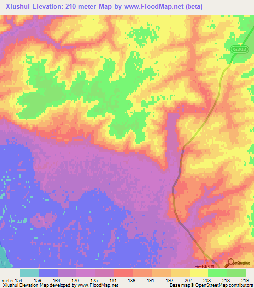 Xiushui,China Elevation Map