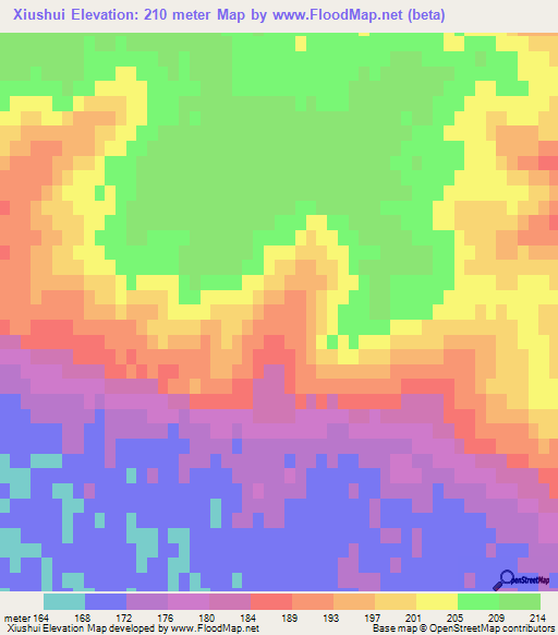 Xiushui,China Elevation Map