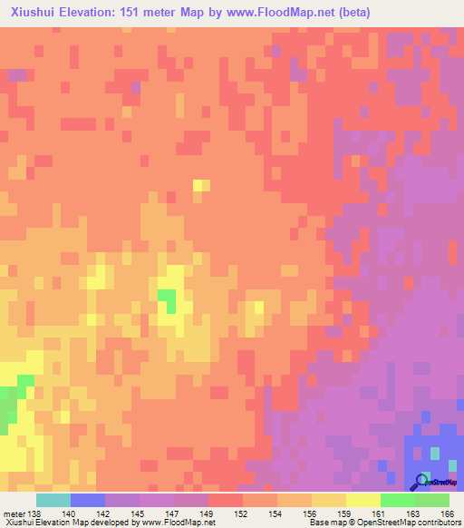 Xiushui,China Elevation Map