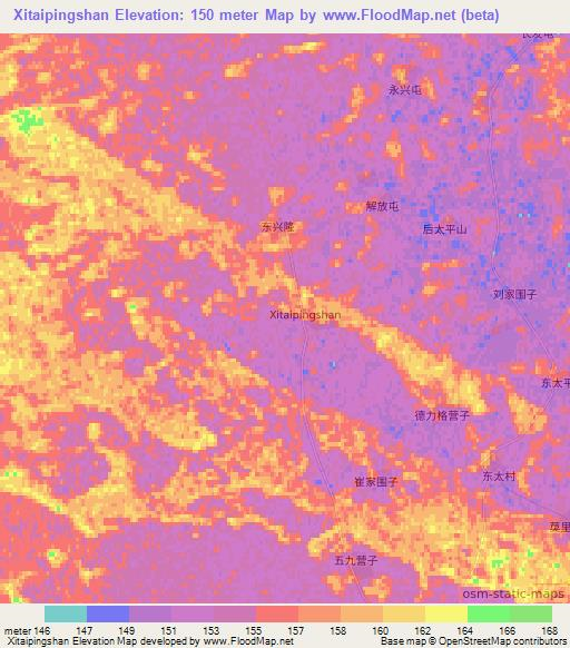 Xitaipingshan,China Elevation Map