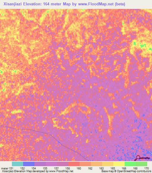 Xisanjiazi,China Elevation Map