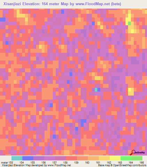 Xisanjiazi,China Elevation Map