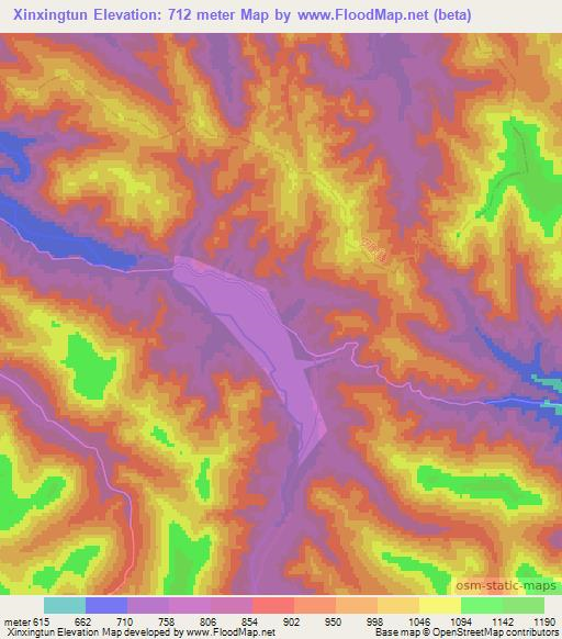 Xinxingtun,China Elevation Map
