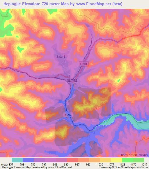 Hepingjie,China Elevation Map