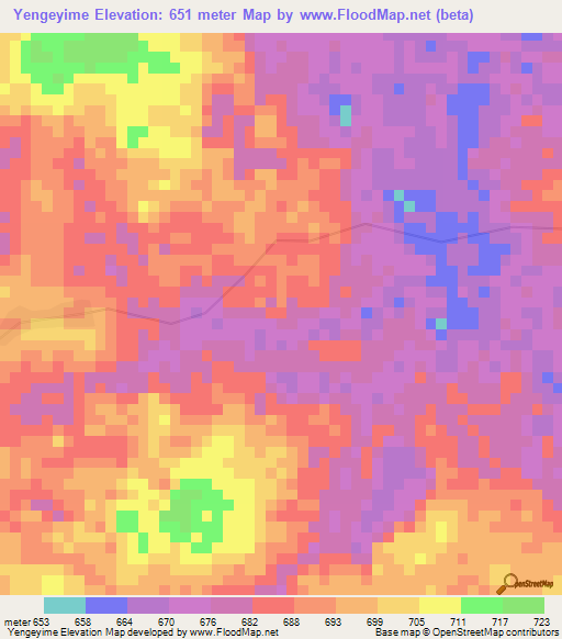 Yengeyime,Congo (Kinshasa) Elevation Map