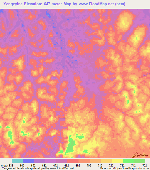 Yengeyine,Congo (Kinshasa) Elevation Map