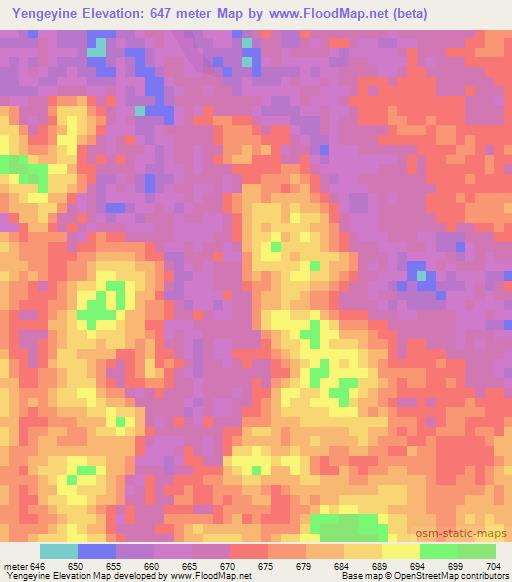 Yengeyine,Congo (Kinshasa) Elevation Map