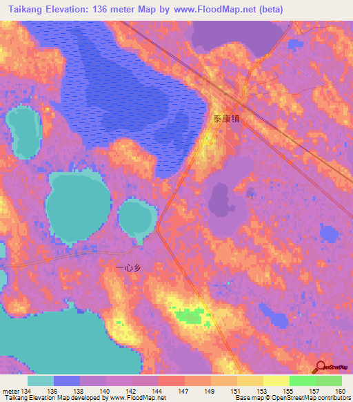 Taikang,China Elevation Map