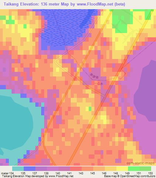 Taikang,China Elevation Map