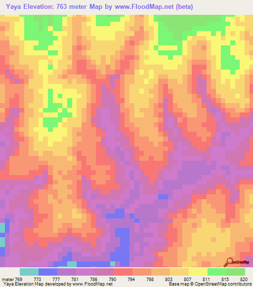 Yaya,Congo (Kinshasa) Elevation Map