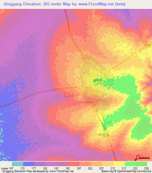 Qinggang,China Elevation Map