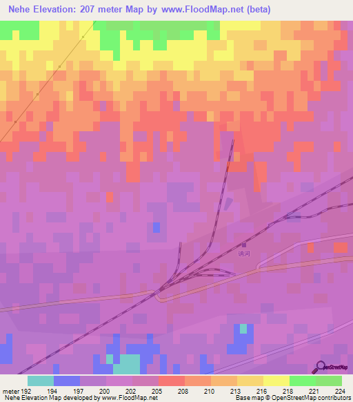 Nehe,China Elevation Map