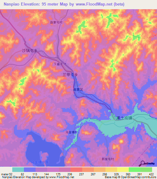 Nanpiao,China Elevation Map