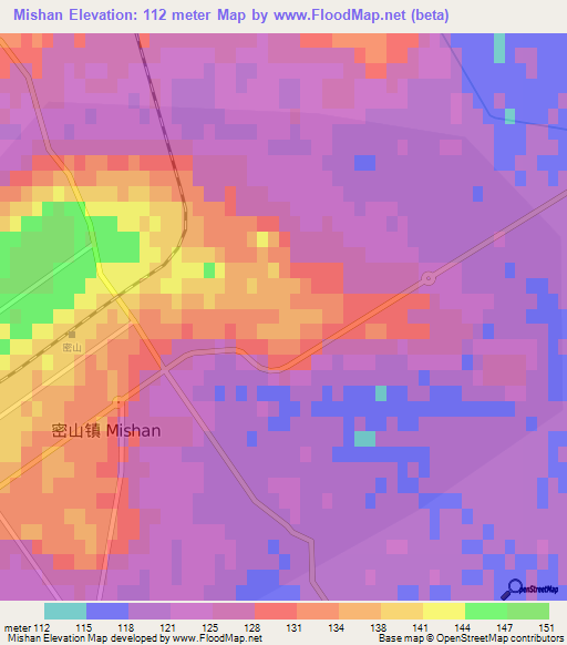 Mishan,China Elevation Map