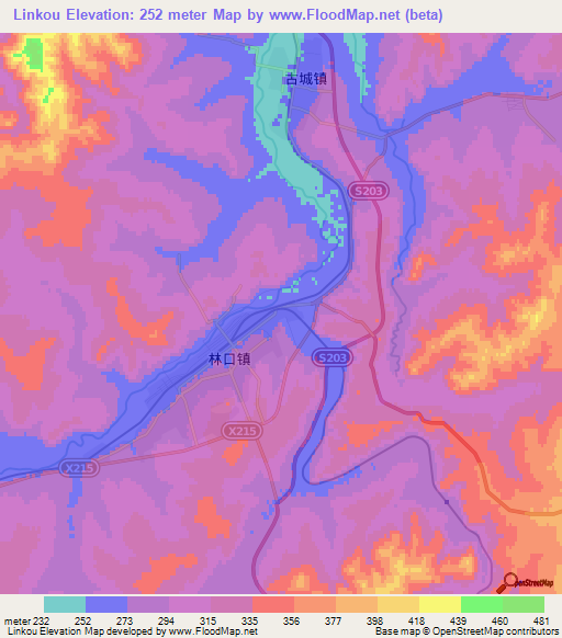 Linkou,China Elevation Map