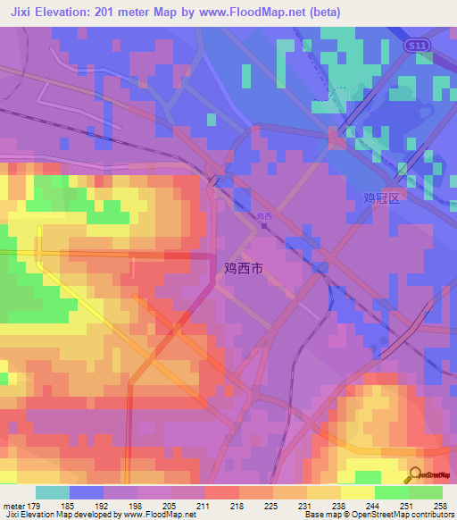 Jixi,China Elevation Map