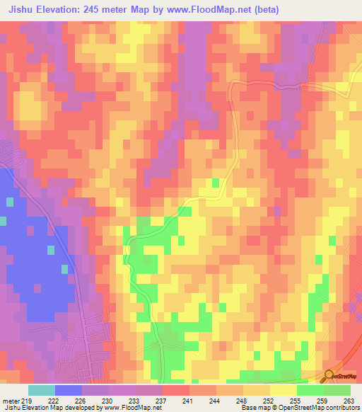 Jishu,China Elevation Map