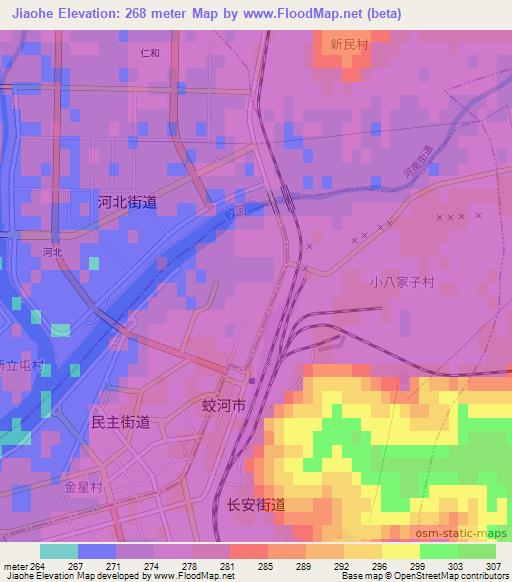Jiaohe,China Elevation Map