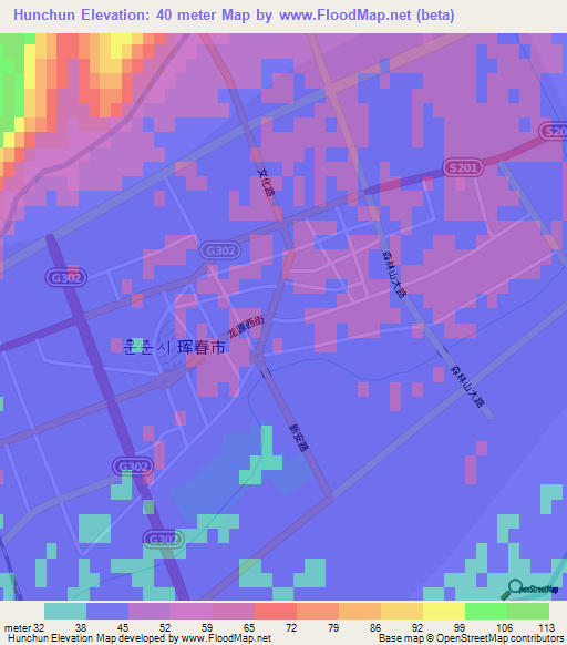 Hunchun,China Elevation Map