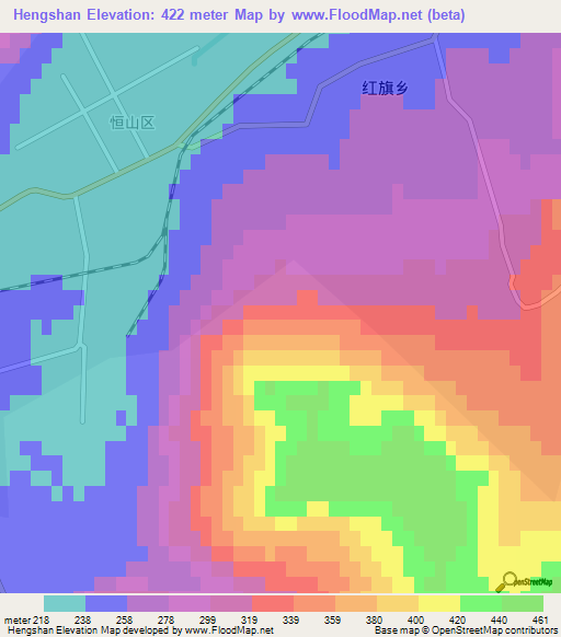 Hengshan,China Elevation Map