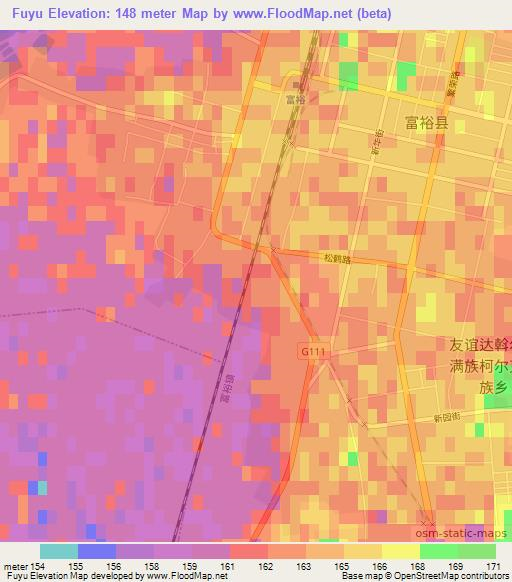 Fuyu,China Elevation Map