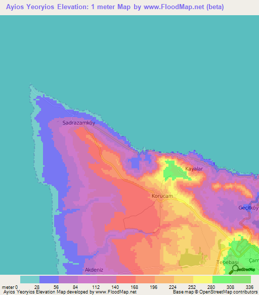 Ayios Yeoryios,Cyprus Elevation Map