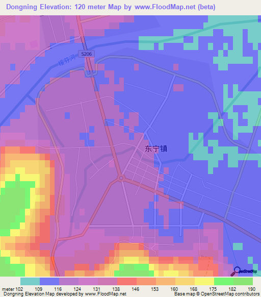 Dongning,China Elevation Map