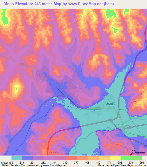 Didao,China Elevation Map