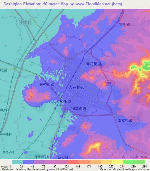Dashiqiao,China Elevation Map