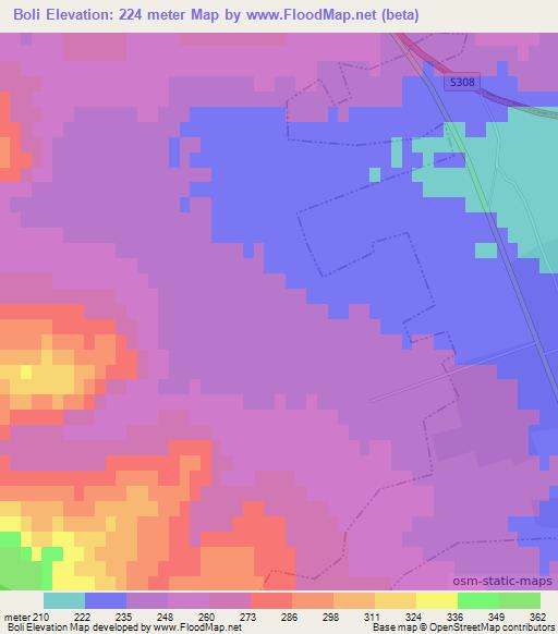 Boli,China Elevation Map