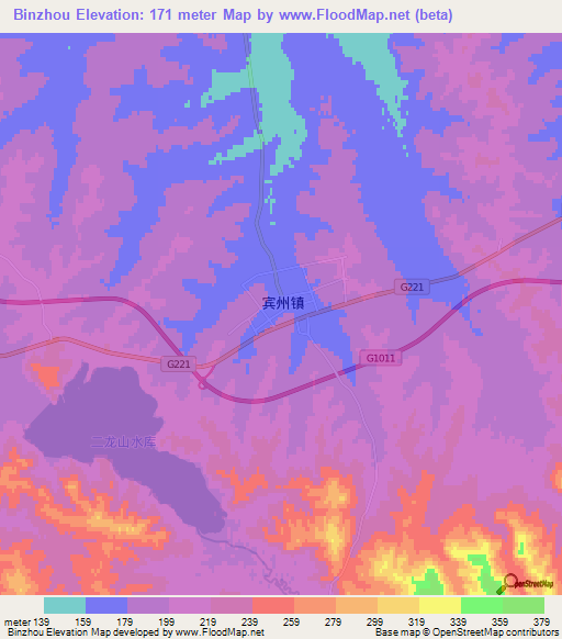 Binzhou,China Elevation Map
