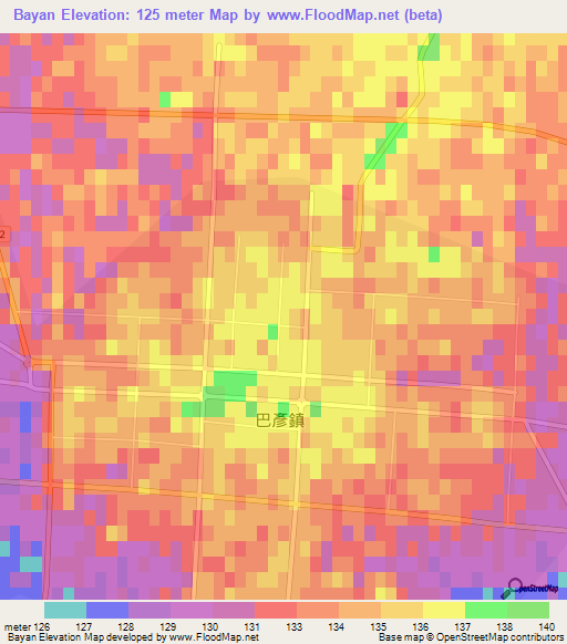 Bayan,China Elevation Map