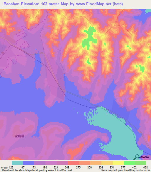 Baoshan,China Elevation Map