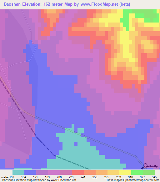 Baoshan,China Elevation Map