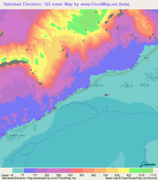 Bakiabad,Iran Elevation Map