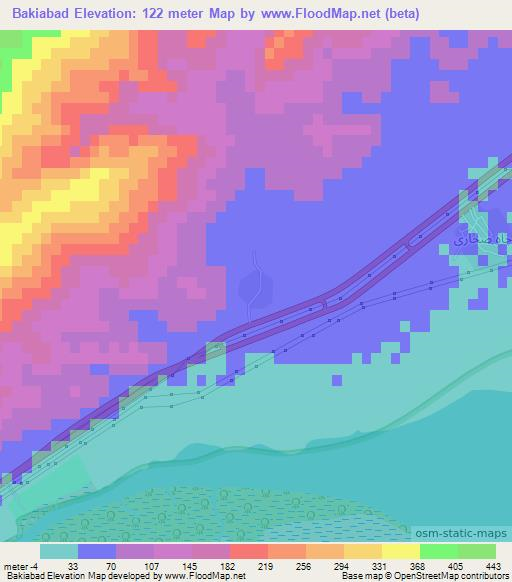 Bakiabad,Iran Elevation Map