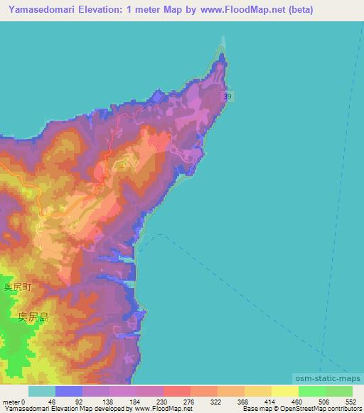 Yamasedomari,Japan Elevation Map