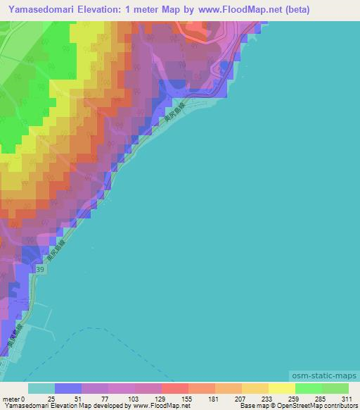 Yamasedomari,Japan Elevation Map