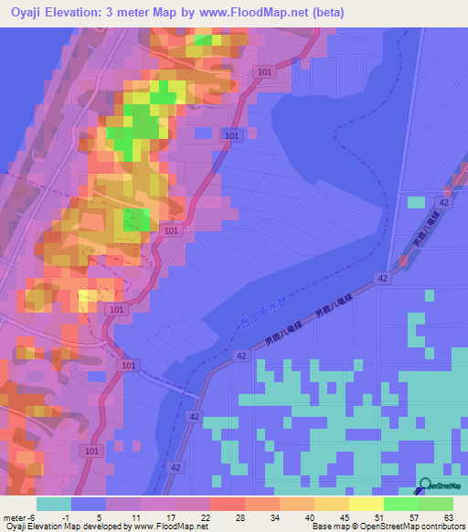 Oyaji,Japan Elevation Map