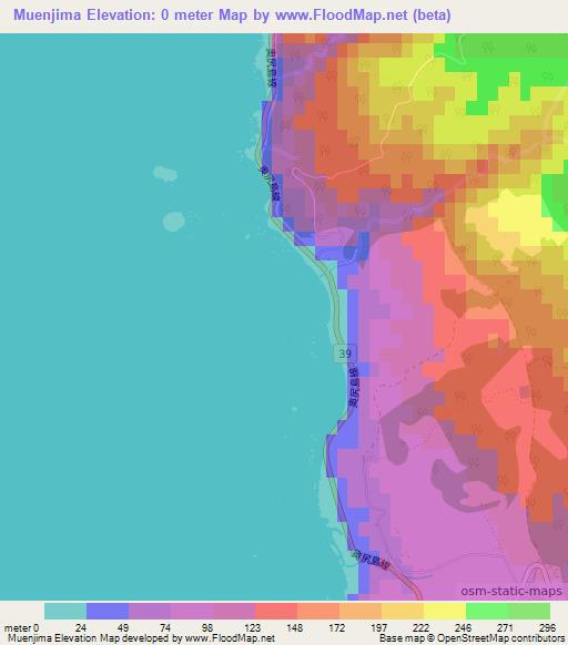 Muenjima,Japan Elevation Map