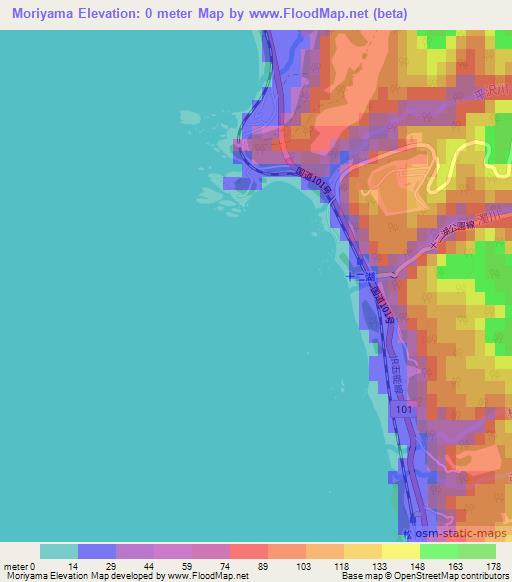 Moriyama,Japan Elevation Map