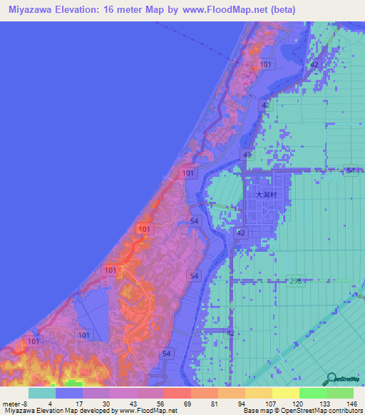 Miyazawa,Japan Elevation Map