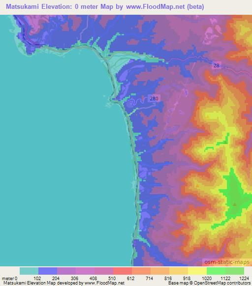 Matsukami,Japan Elevation Map