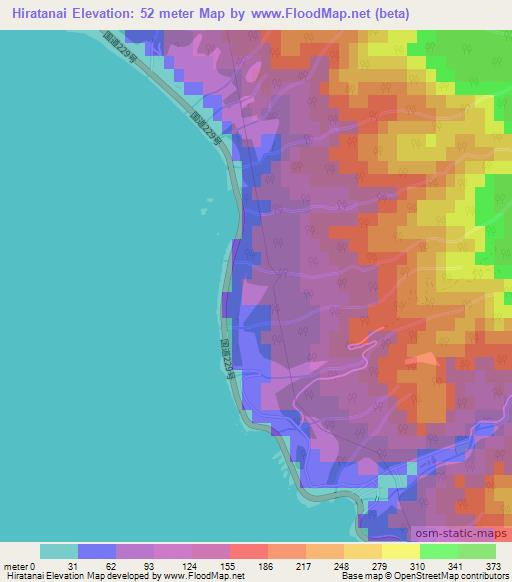 Hiratanai,Japan Elevation Map