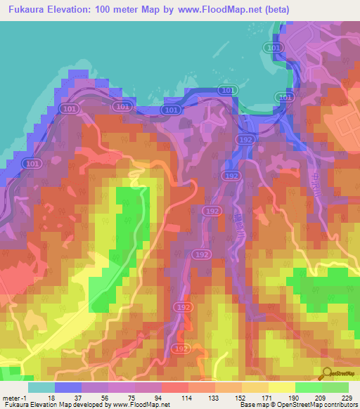 Fukaura,Japan Elevation Map
