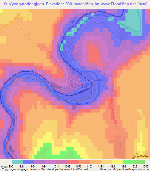 Yup'yong-nodongjagu,North Korea Elevation Map