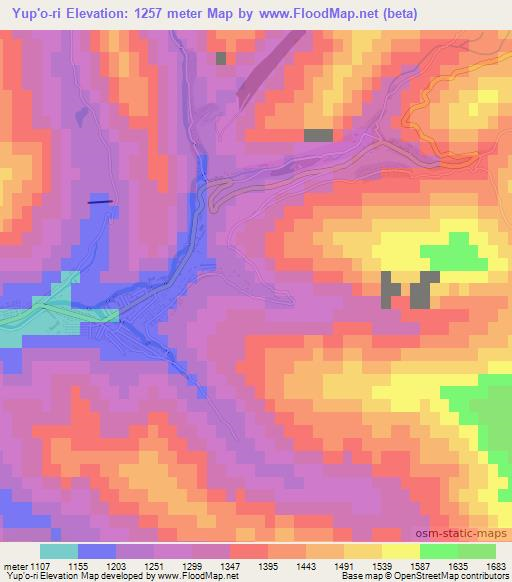 Yup'o-ri,North Korea Elevation Map