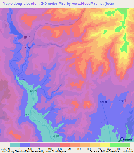 Yup'o-dong,North Korea Elevation Map